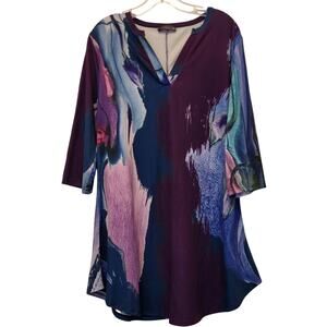 Azalea Womens Pullover Top Purple And Blue Polyester Spandex Shirt 1X